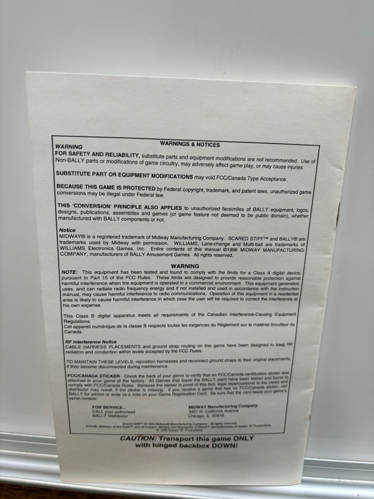 ORIGINAL-BALLY-SCARED STIFF-OPERATORS HANDBOOK