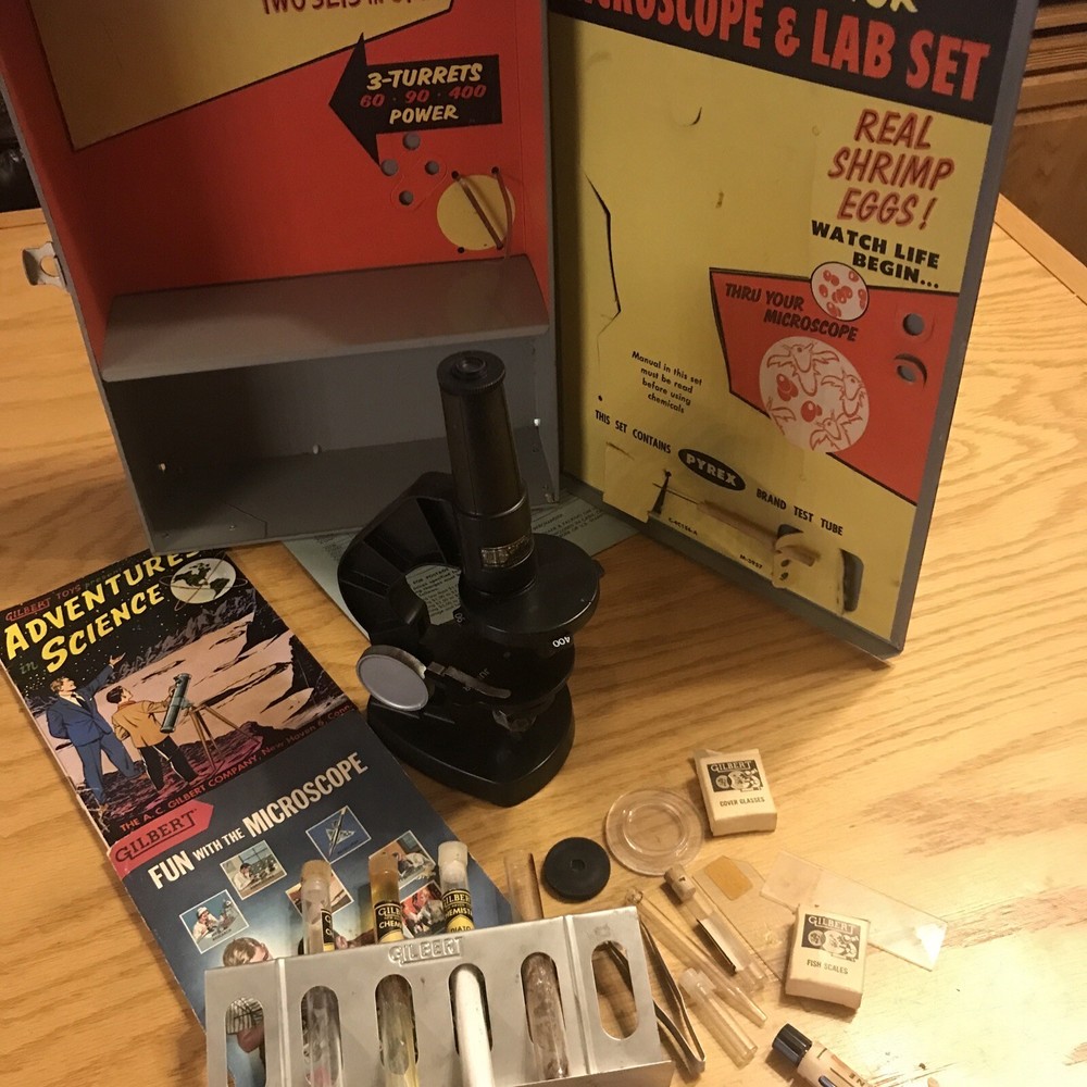 Gilbert Microscope and Lab Set - Original Metal Case, Microscope, Booklets 13022