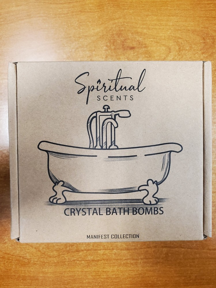 Organic Bath Bombs Set - 4 Large Bath Bombs with 4 Unique Scents & Crystals E5D