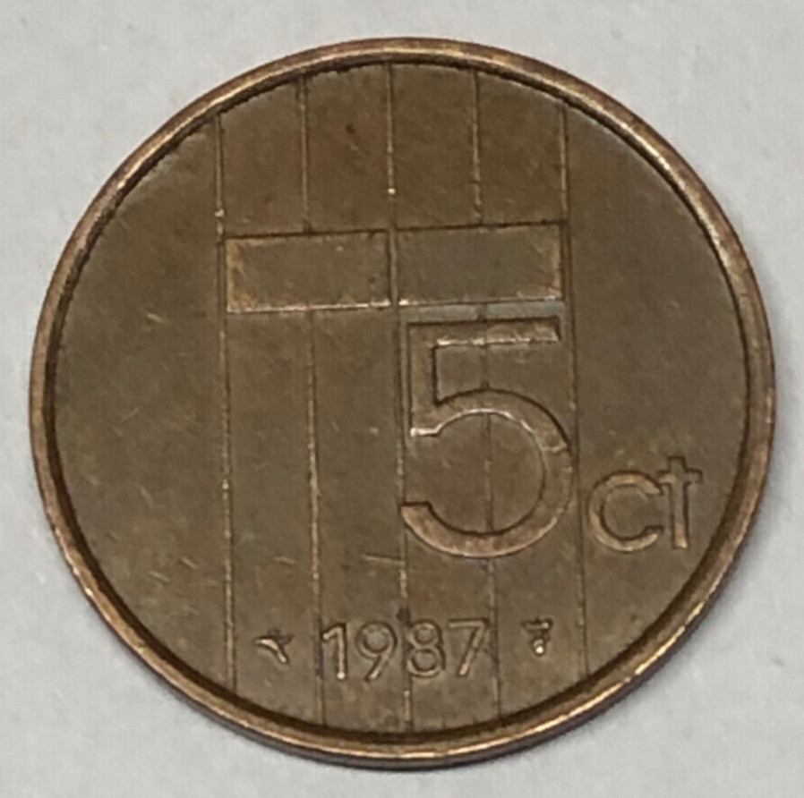CIRCULATED 1987 5 CENT NETHERLANDS COIN!