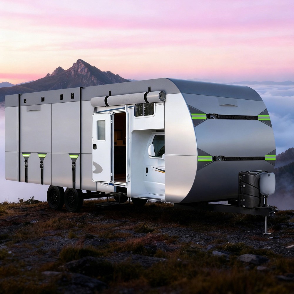 8 Layers Top Camper Cover Windproof Travel Trailer RV Cover Fit 24' to 27'