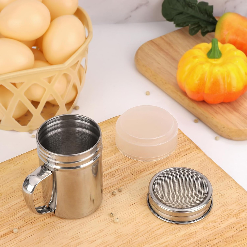 2 Pack Powdered Sugar Shaker Duster, Cinnamon Shaker Flour Sifter, Fine Mesh ...