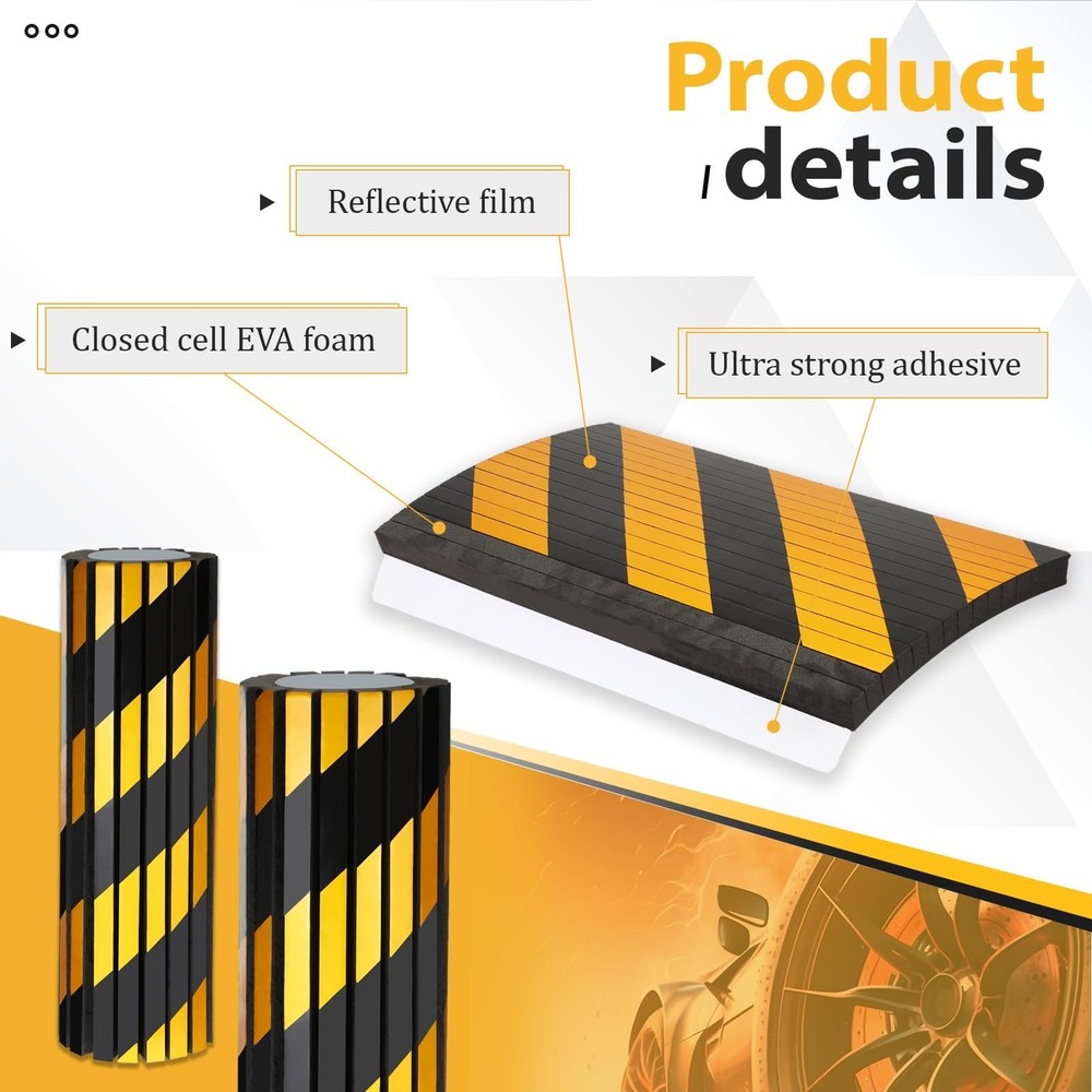 6 Pcs Garage Wall Protector Garage Pole Padding Wall Bumpers Guards Reflectiv...