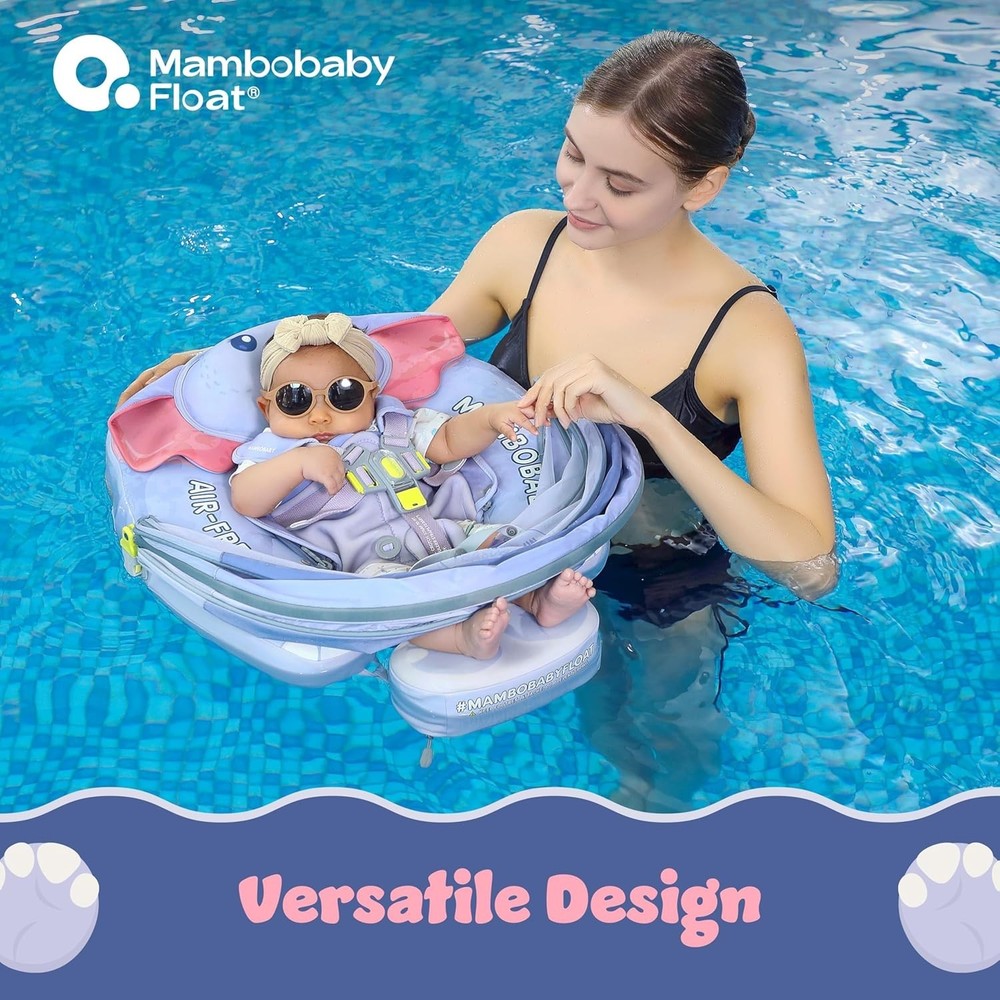 MAMBOBABYFLOAT Explorer Float w/Canopy & Carrier (Elephant Mom, Blue)