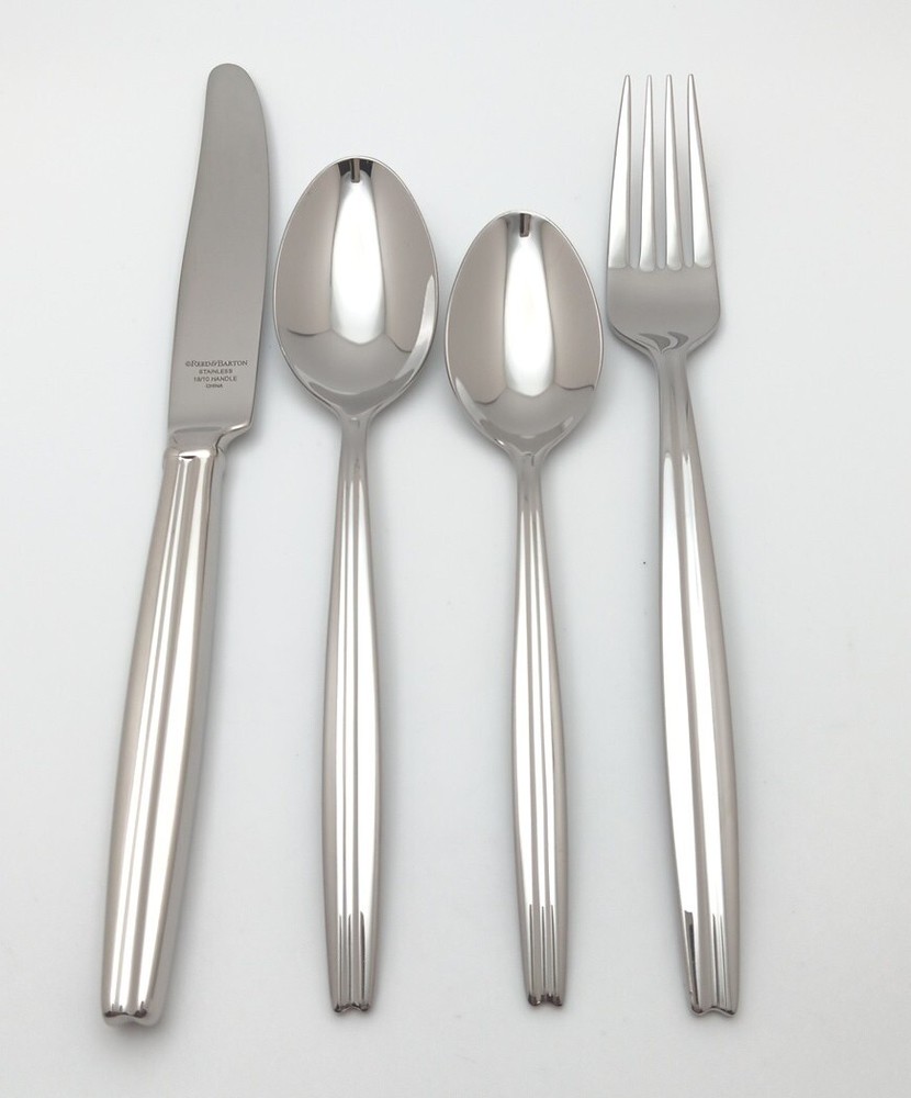 Reed & Barton Tate 4 Piece Server Hostess Set 18/10 Stainless Glossy Flatware