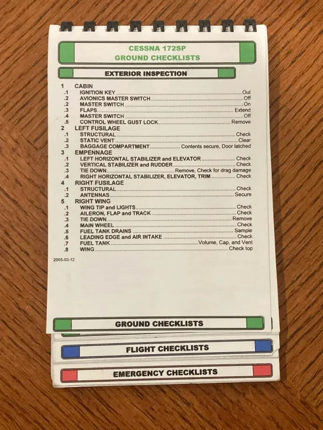 Cessna 172SP checklist