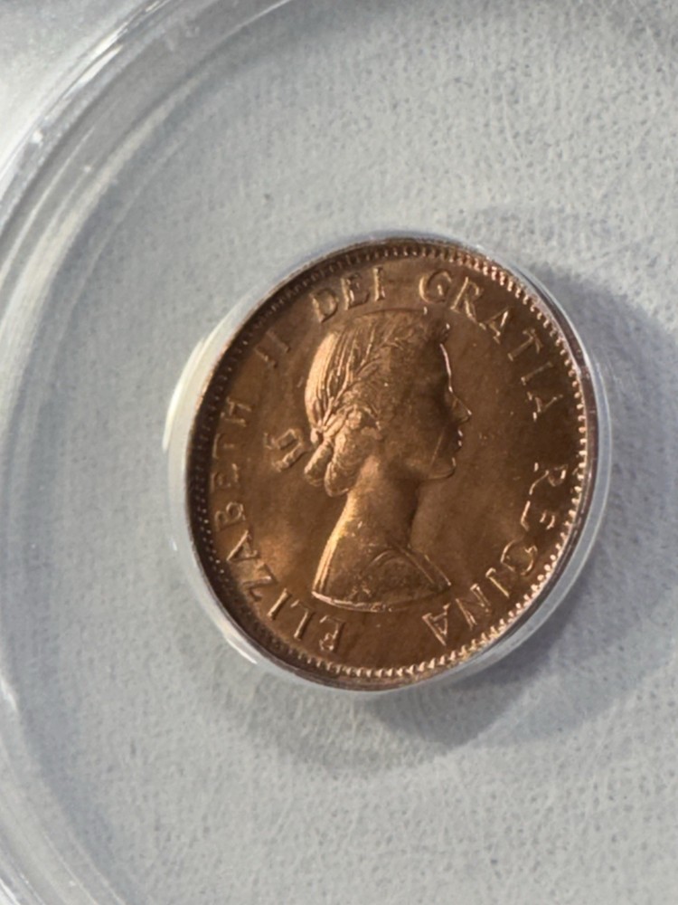 1957 Canada 1 Cent Graded MS 65 RD by ANACS