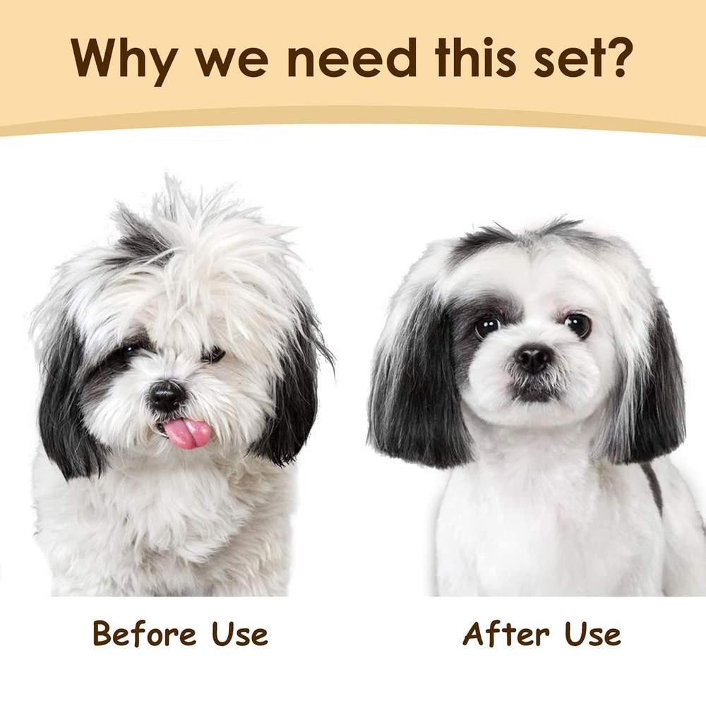 Ergonomic Deshedding Brush Set for Long-Haired Pets - Ultimate Grooming Solution