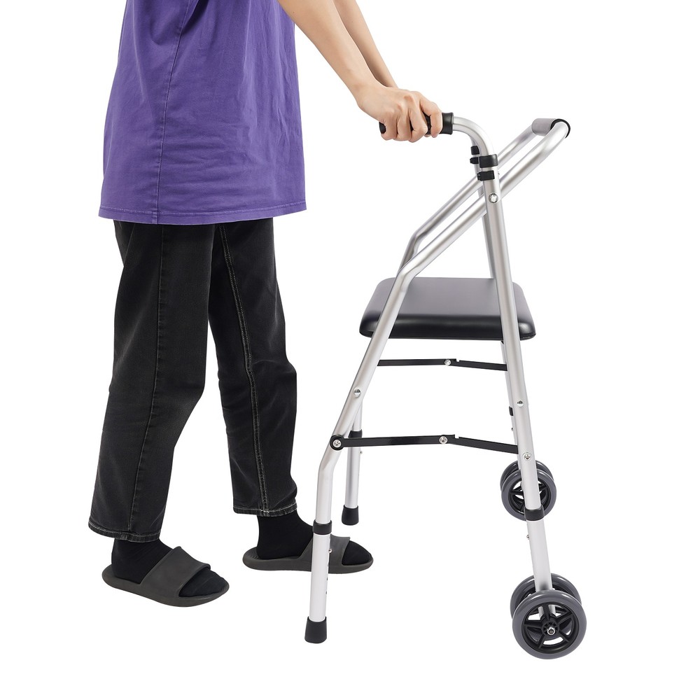 Adjustable Height Walker Folding Walker Floorstanding Foldable Chair 48-58cm