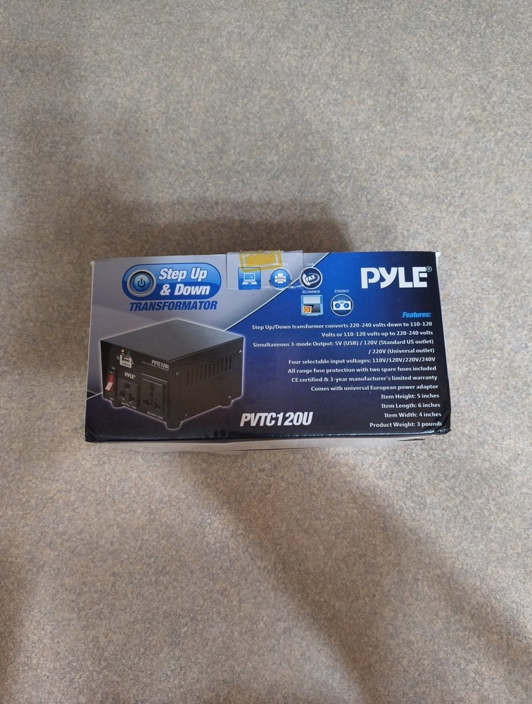 Pyle PVTC120U Step Up & Down Transformer Output USB 5V 110V/220V Input 110-240V