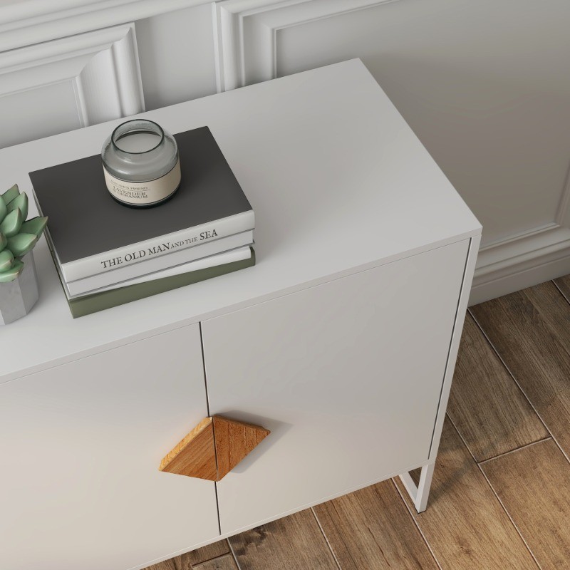 Solid wood special square handle design with 4 doors and double storage sideboar