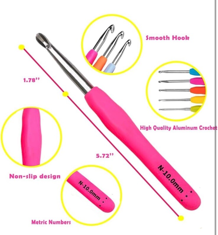 A-3 14 Piece Yarniss Crochet Hooks Set - MultiColor