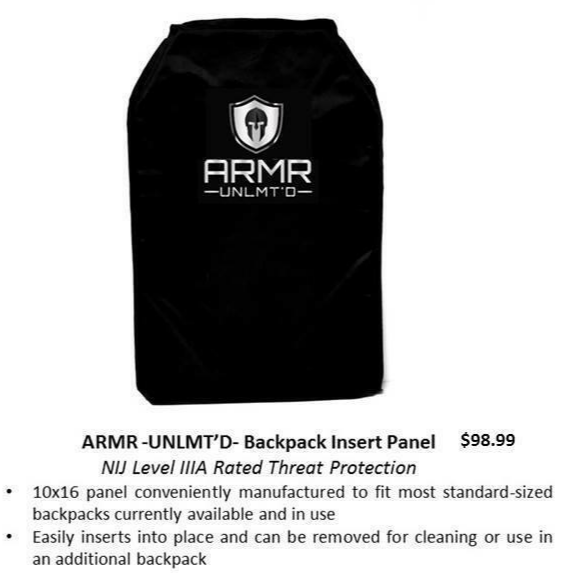 Tactical Backpack w/ armor Panel Insert - NIJ LEVEL IIIa