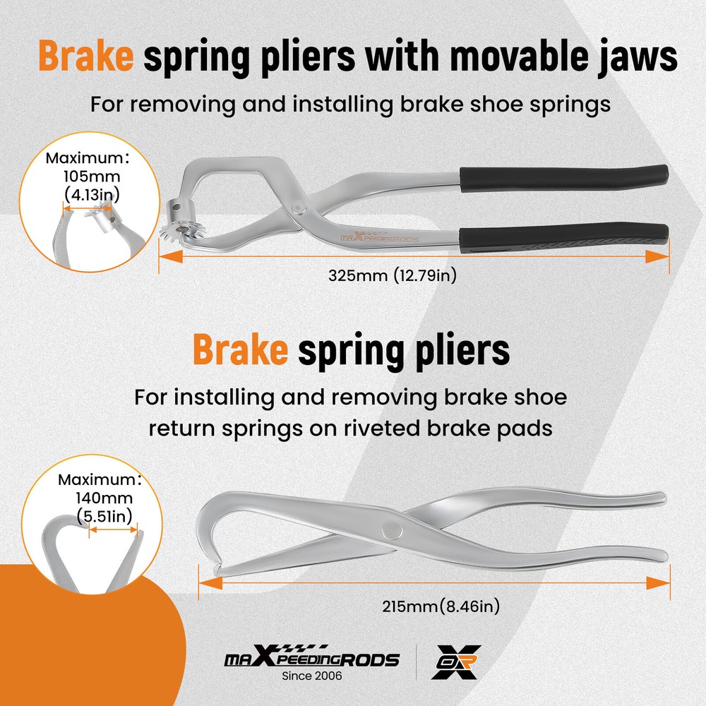 15PC Brake Tool Kit Drum & Disc with Brake Spring Pliers Compressor Puller