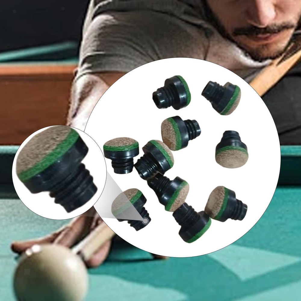 10Pcs Pool Cue Tips Screw on Snooker Pool Cue Tips