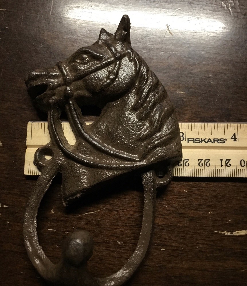 Vintage Cast Iron Horse Head Coat Hook Single