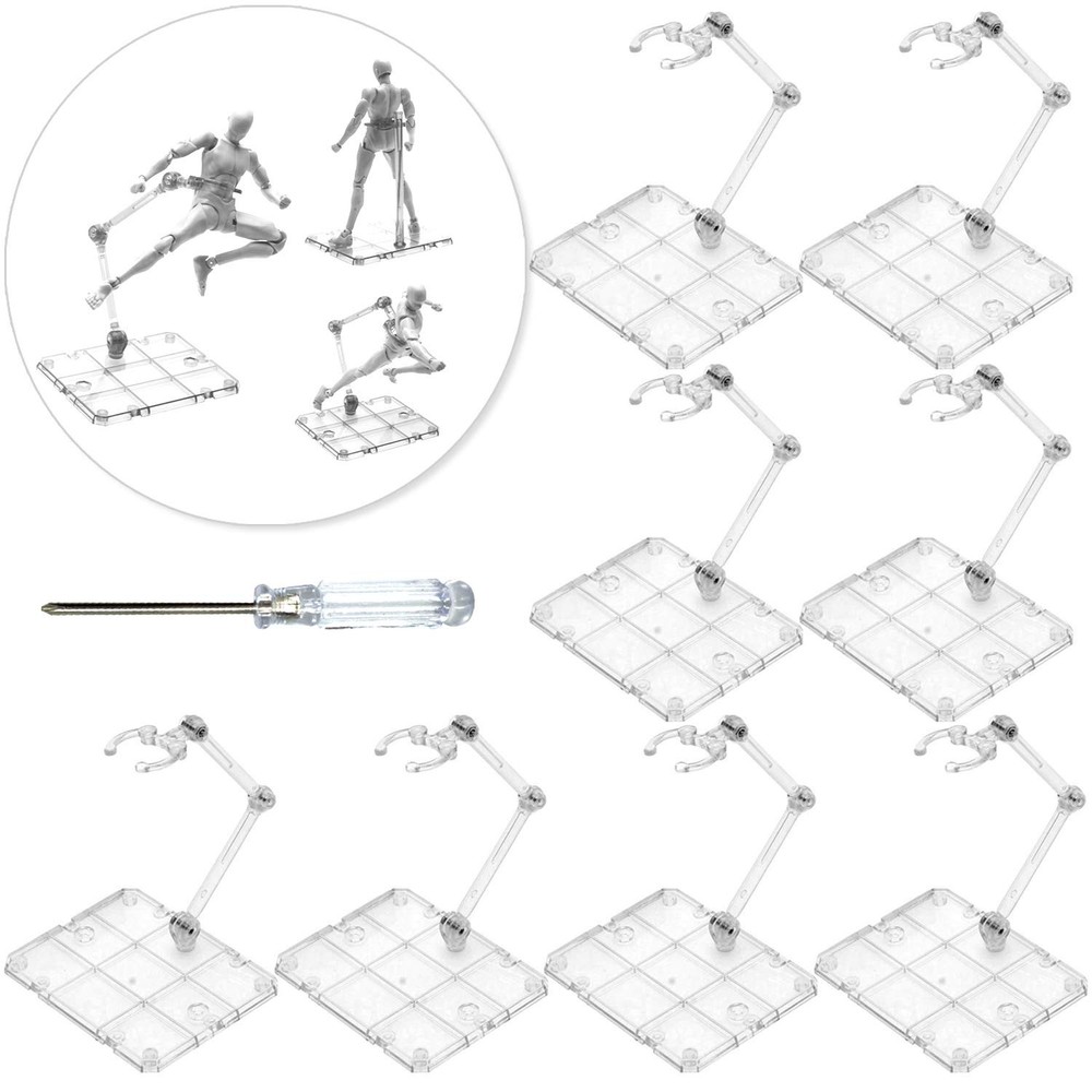 XISTEST Action Figure Stand, 8 PCS Assembly Display clear