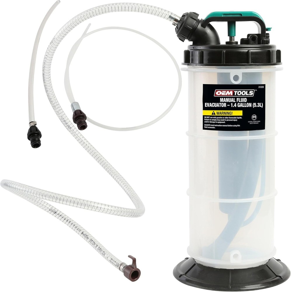 Portable Oil Extractor Pump, 5ft Hose, 2 Adapters