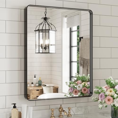 Black Bathroom Mirror for Wall 20X30 Inch, Rectangular 30"L x 20"W Matte Black