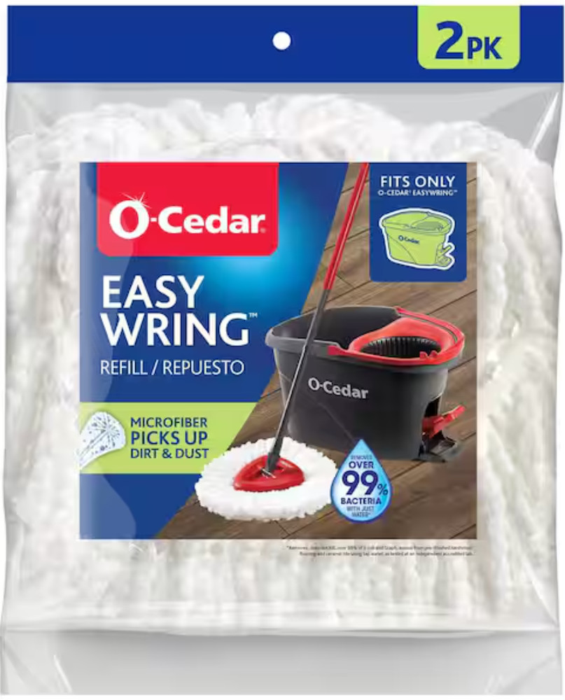 O’Cedar Spin Mop Bucket Head Replacements Microfiber Refills 2 Pack