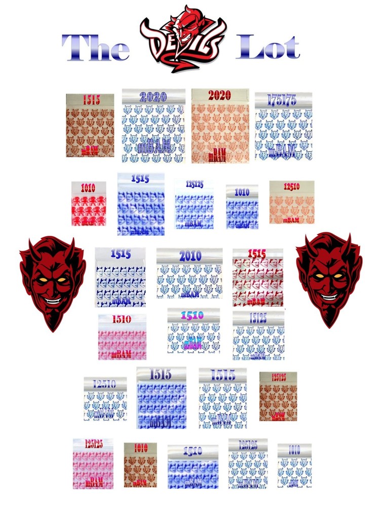 100 PACK RED DEVILS 1515 Apple Zip Baggies 1.5X1.5" POLYBAGS DEVIL