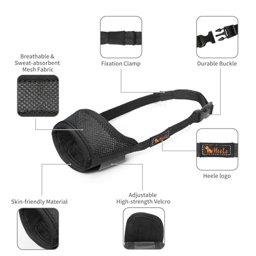Dog Muzzle,Soft Nylon Muzzle Anti Biting Barking Chewing,Air Mesh L Black