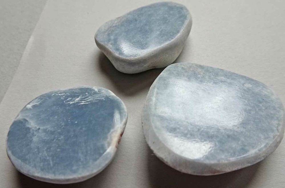 Angelite - 3 Pieces Cut & Polished Nodules - Peru r1080d