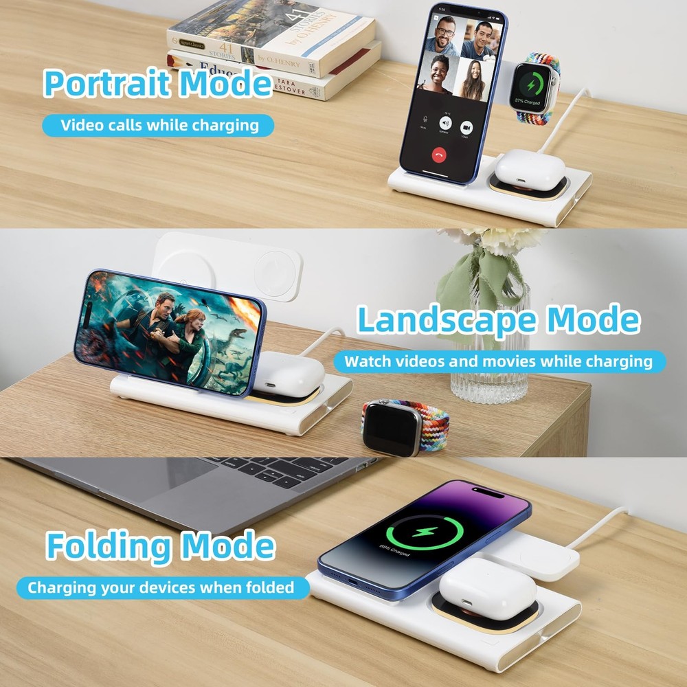 ELUTENG 3 in 1 Wireless Charging Station Compatible for Apple Devices...
