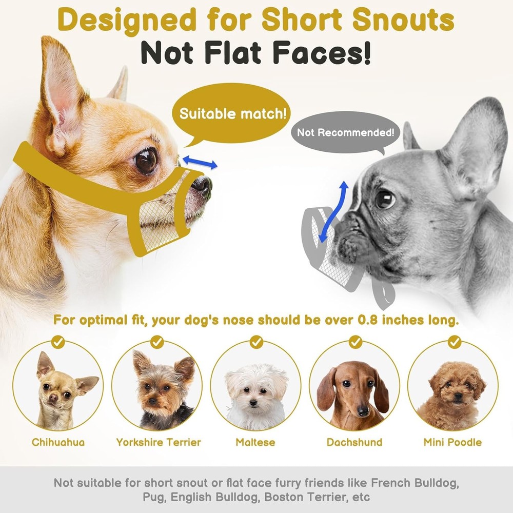 Mesh Muzzle Short Snout & Small Medium Dogs Anti-Biting Focus on Brachycephalic