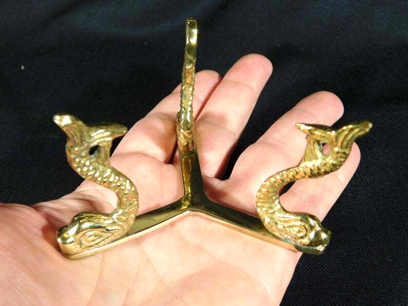 Sphere Stand DOLPHIN Design Brass Color Medium Size
