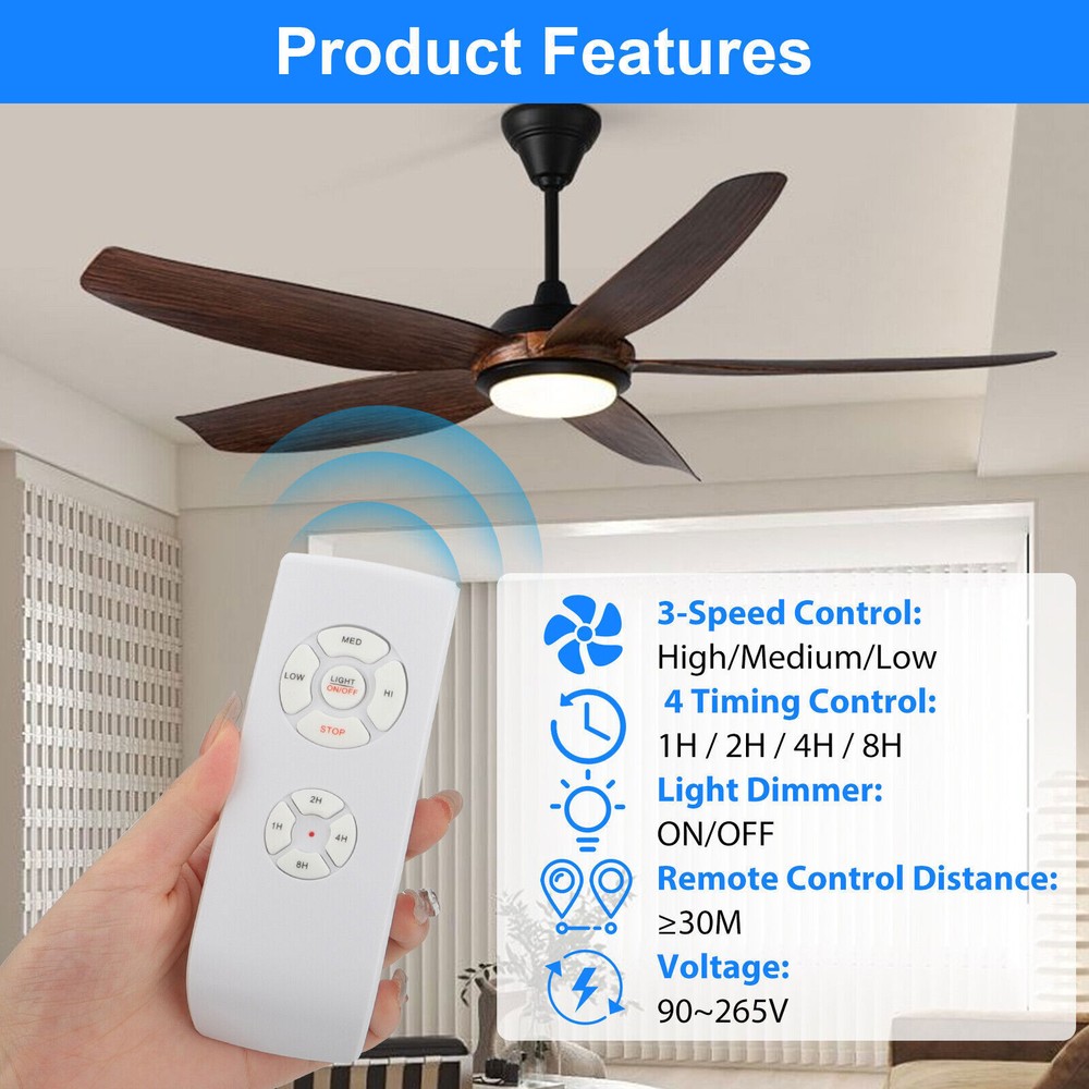Ceiling Fan Remote Control Kit w/ Timer 3 Speed & Light Switch for Existing Fans