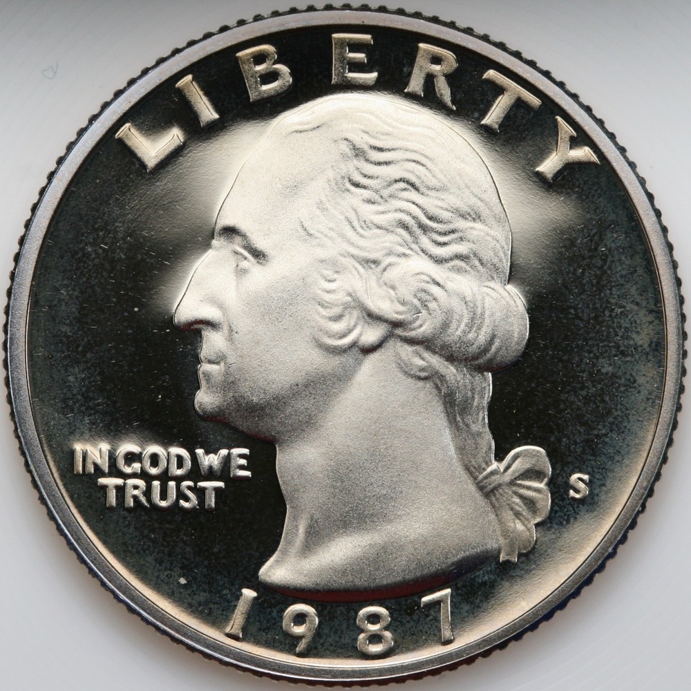 1987 S Gem DCam Proof Washington Quarter CN-Clad