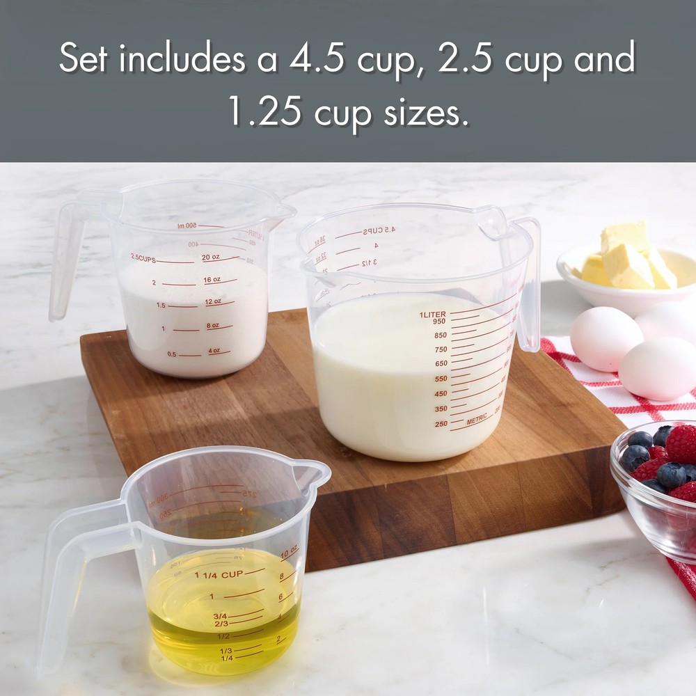 Mainstays Piece Tapered Spout Nesting Plastic Measuring Cups Set Clear