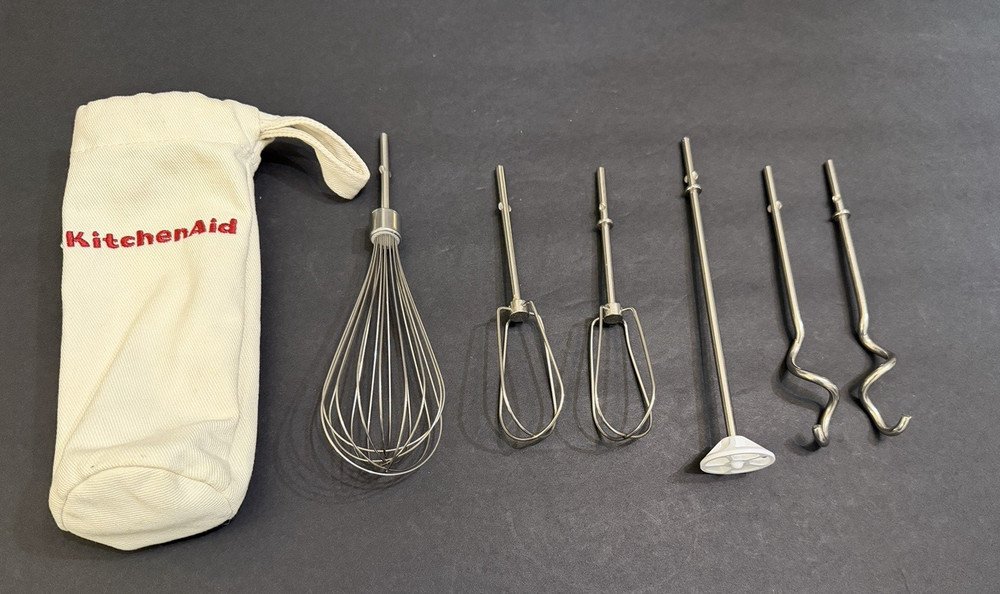 KitchenAid Hand Mixer Attachments Set OEM Beaters Dough Hooks Whisk Bag