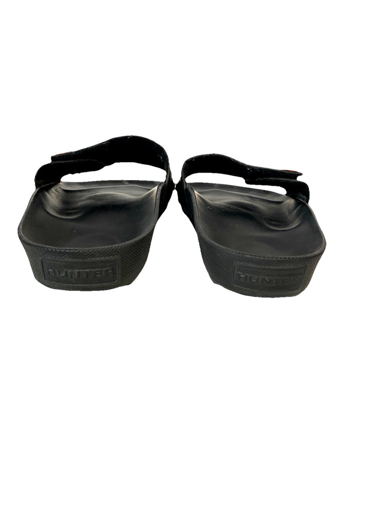 Hunter Garden Stripe Adjustable Slides Black Sz 8