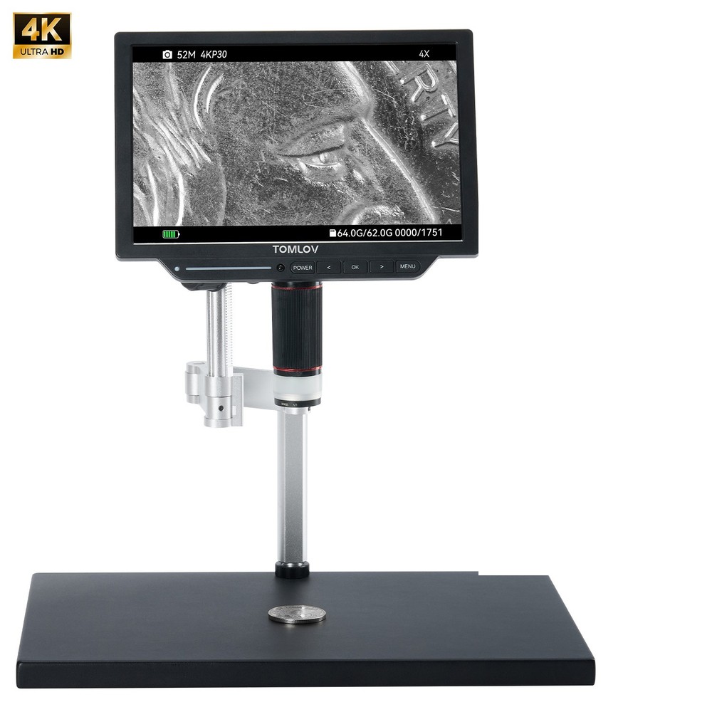 TOMLOV 4K Digital Microscope 2000x Soldering Microscope for Electronics Spin Arm