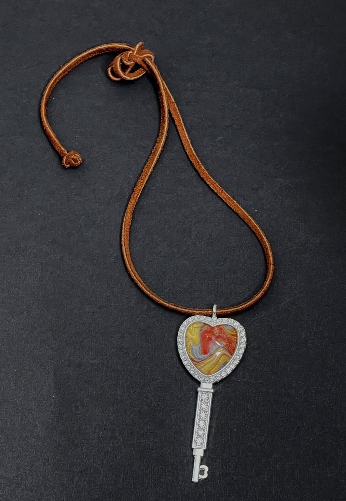 Heart Key Pendant on Leather Cord