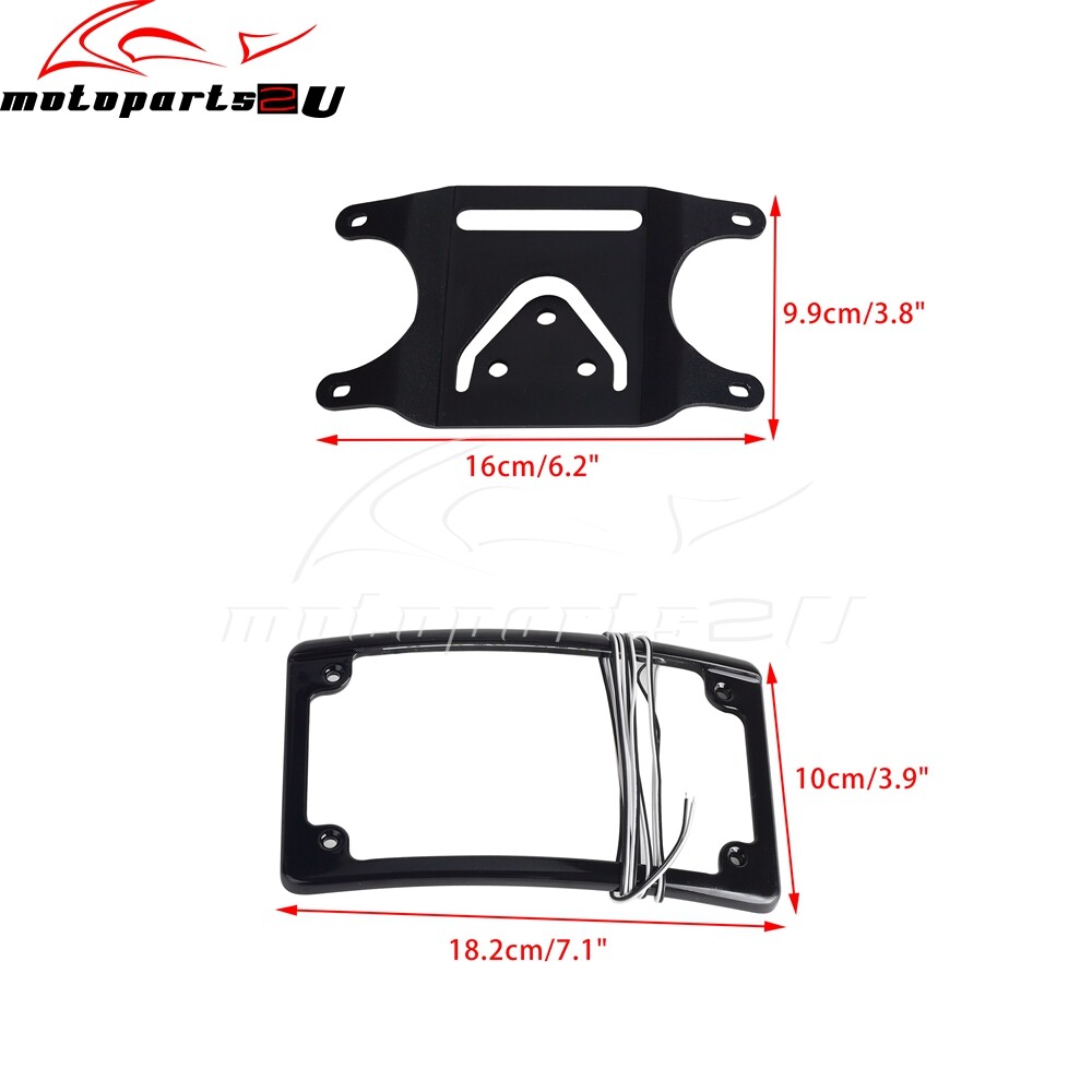 Curved Laydown License Plate Mounted & LED Light Plate Frame for Harley-Davidson