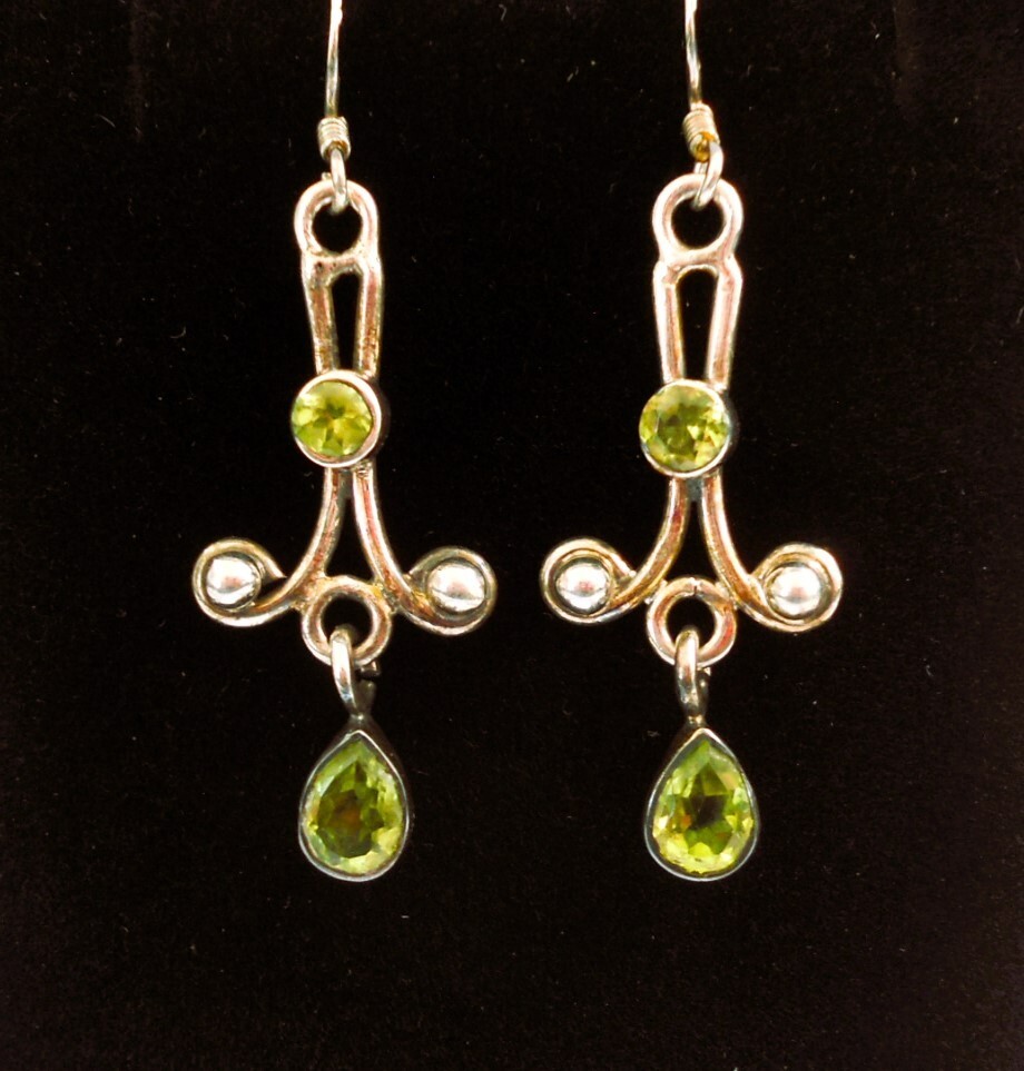 Handmade Sterling Silver Peridot Earrings