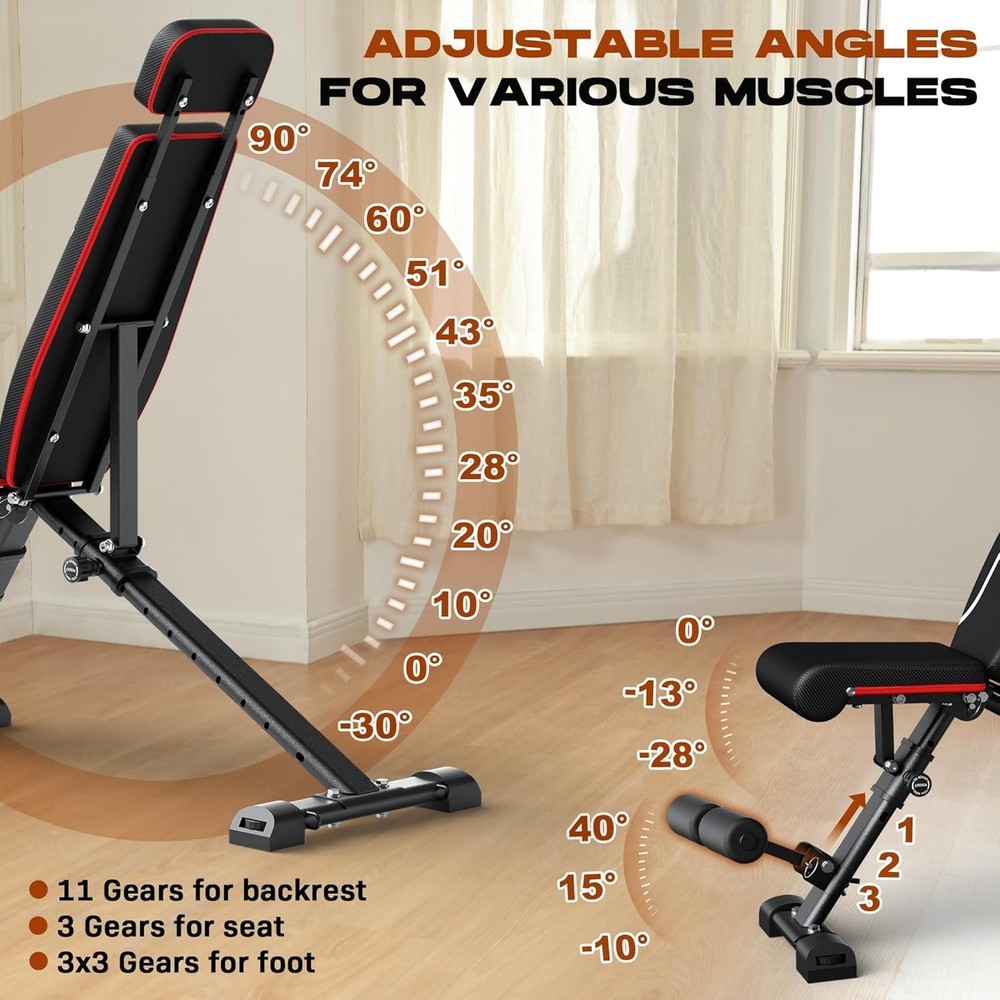 Versatile Folding Workout Bench, 880 lbs Capacity - Enhanced Comfort & Stability