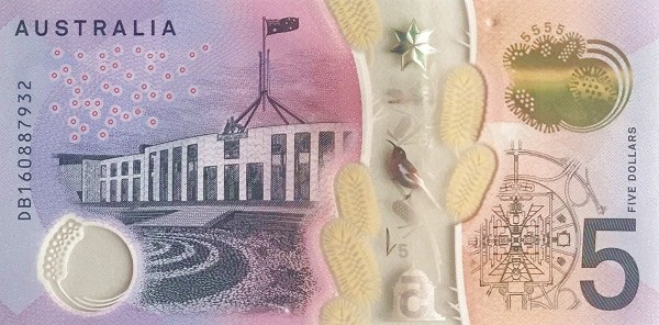 Australia 2016 Polymer $5 Note 62 UNC Uncirculated New