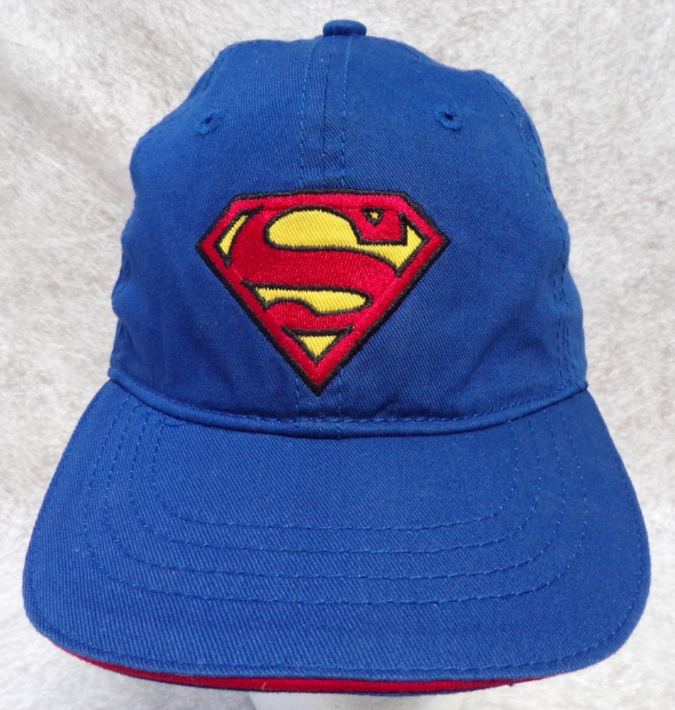SUPERMAN DC COMICS BLUE BASEBALL CAP LARGE 100% COTTON STANDARD HAT STRETCHABLE