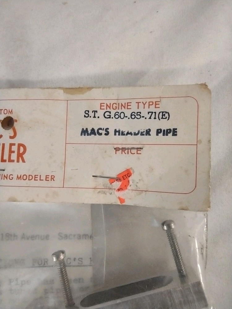 Model Airplane Engine Header Mac's