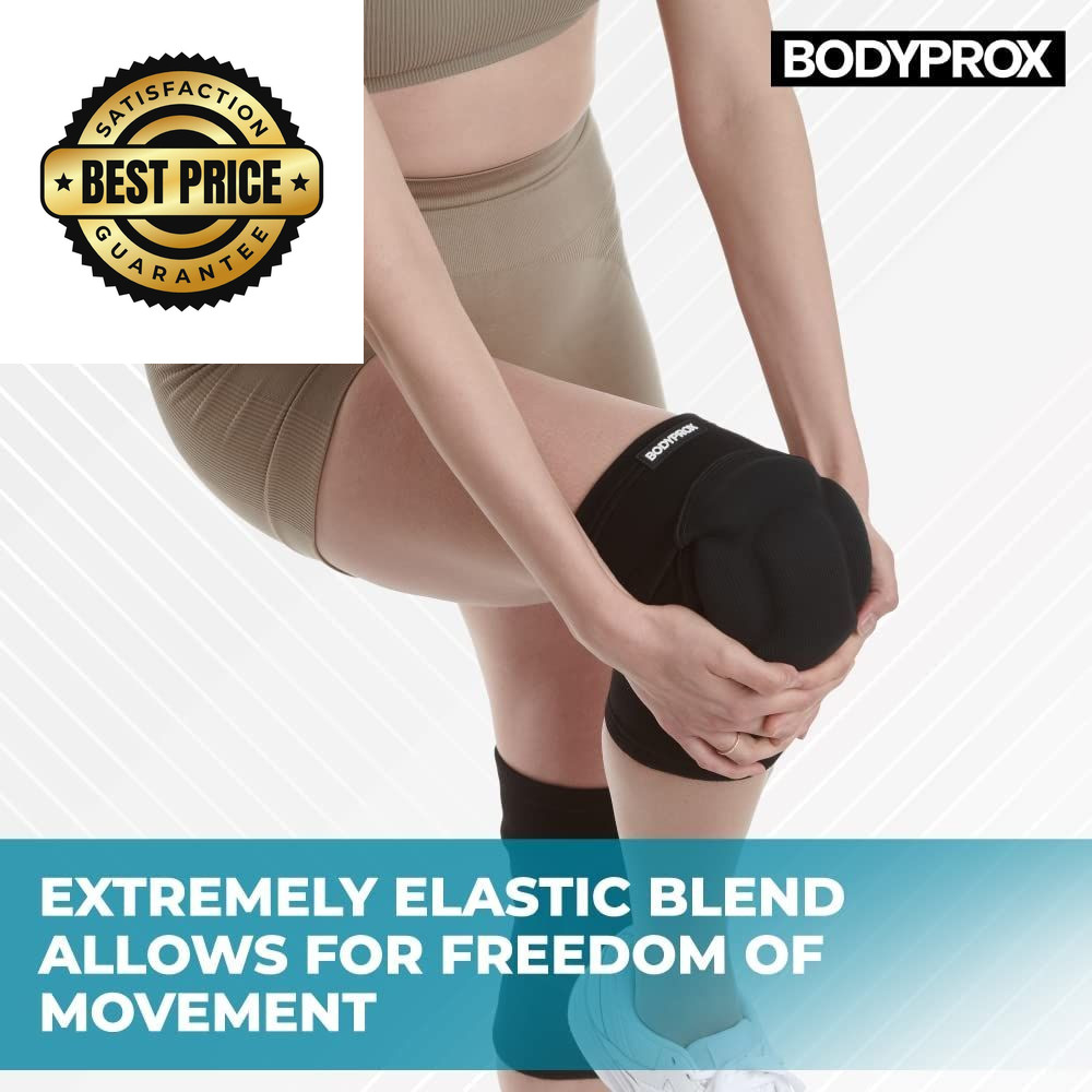 Bodyprox Protective Knee Pads, Thick Sponge, Collision Small/Medium, Black