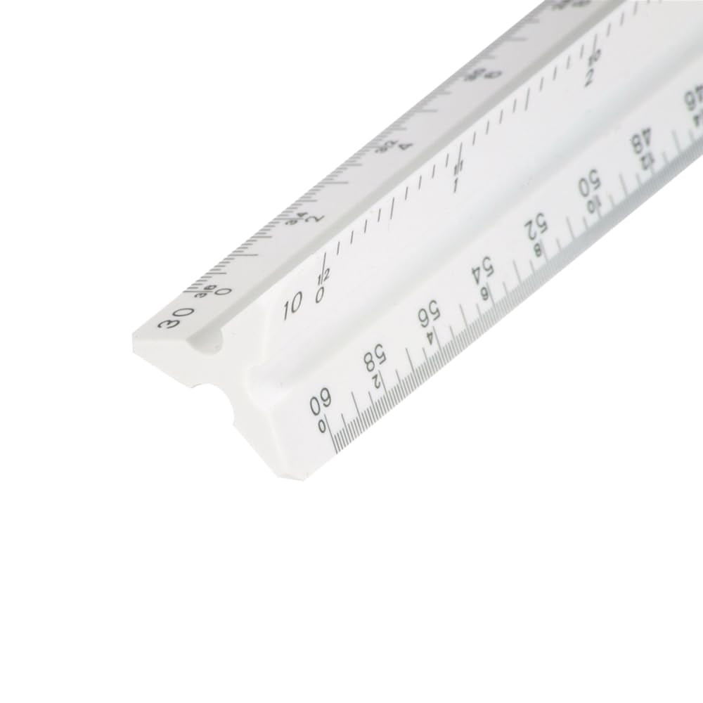 12In Engineer Scale Ruler - Triangular Engineering Ruler with 6 Scales(10-60 Par