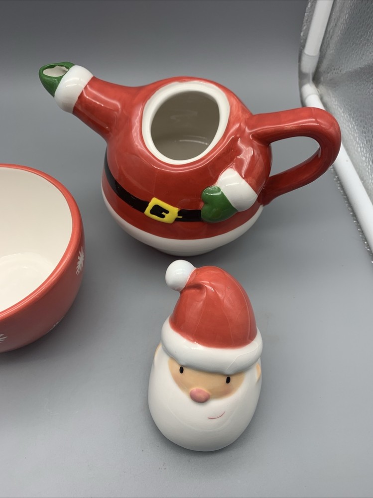 Hallmark Santa Teapot with Cup 3 Part Stack 7.5" Tall New W/ Tag
