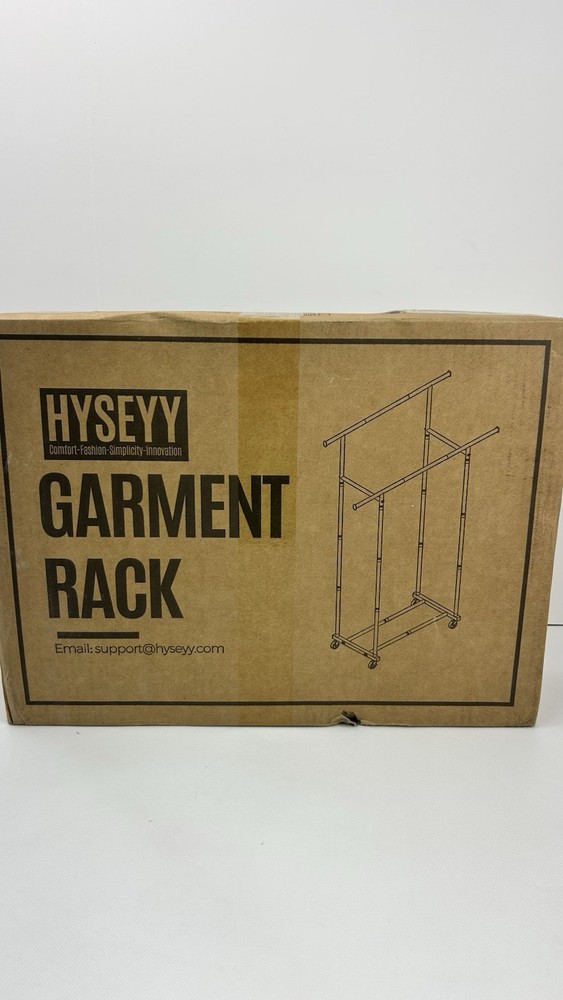 Hyseyy Double Rods Rolling Clothes Rack- Black