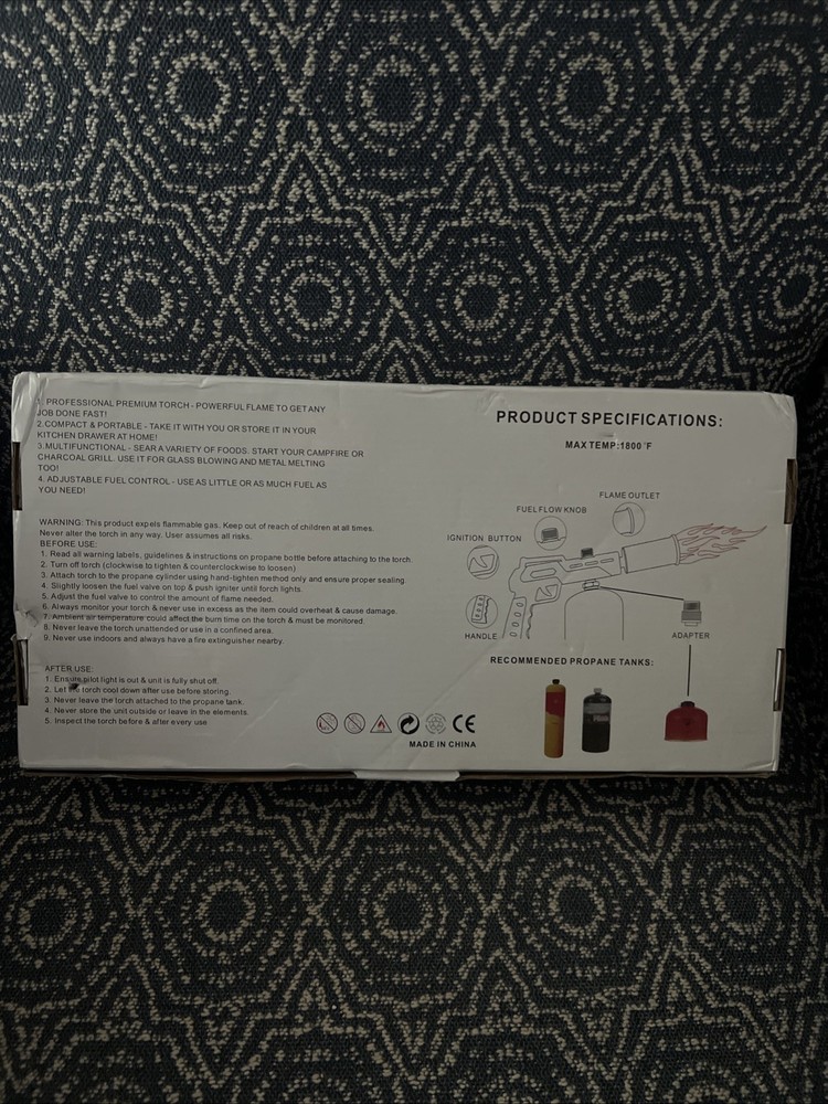 Powerful Propane Torch Gun, Kitchen Torch with Adjustable Flame