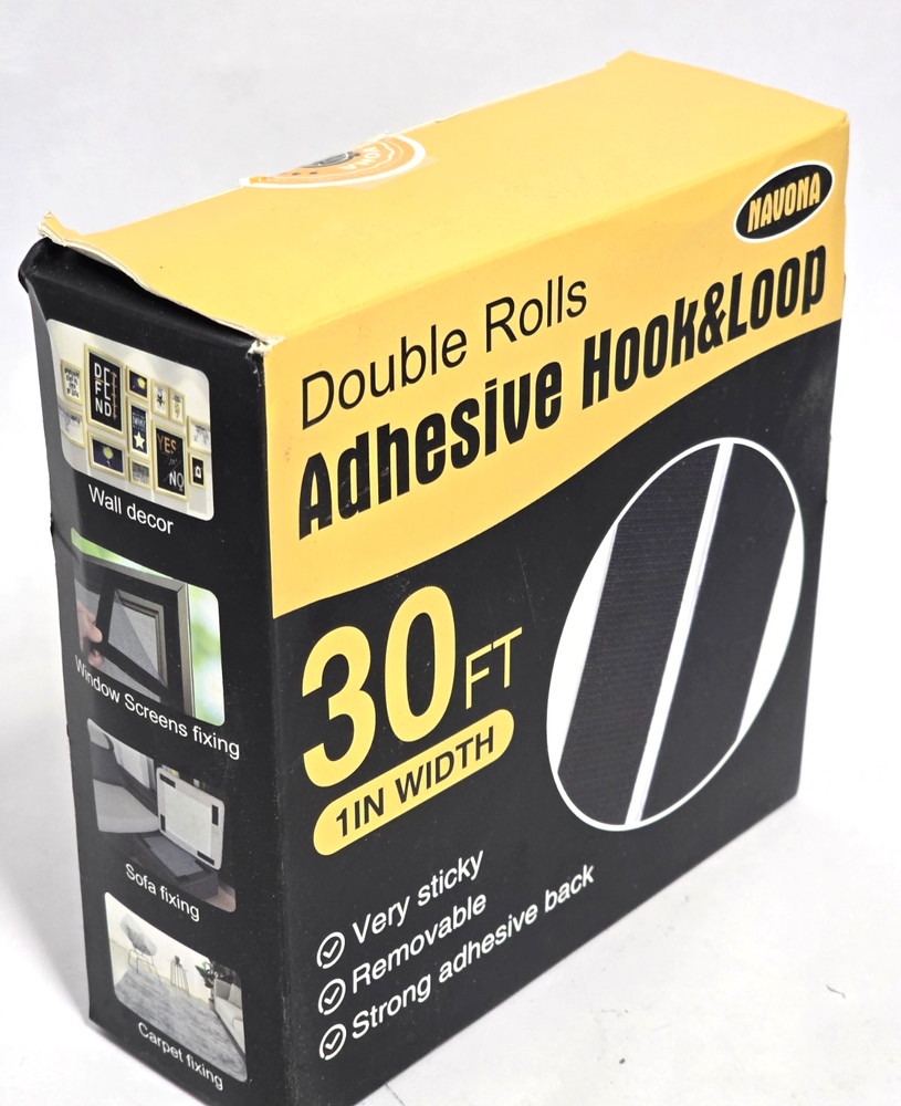 30Ft x 1 " HOOK AND LOOP STRIPS AND ADHESIVE DOUBLE ROLL,  HEAVY DUTY