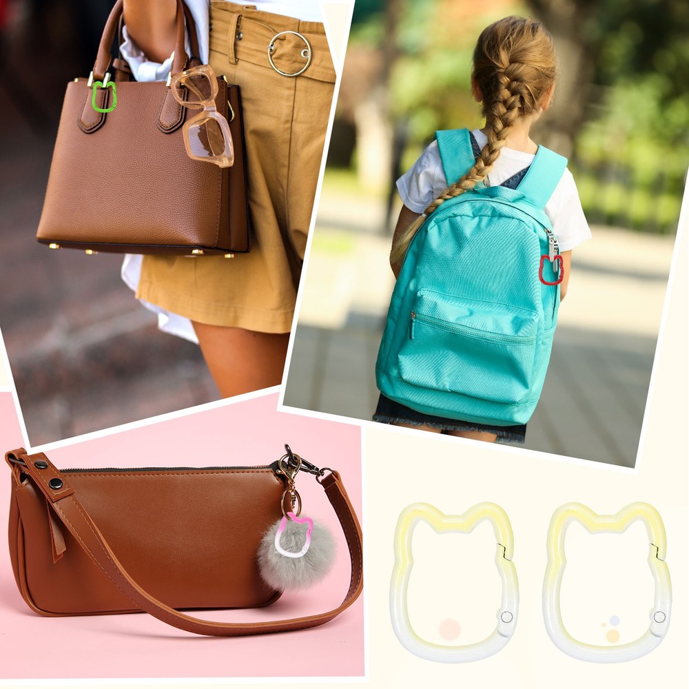 Spring Snap Hook, 8 Pcs Cute Cat Shape Keychain Clips, Gradient Yellow